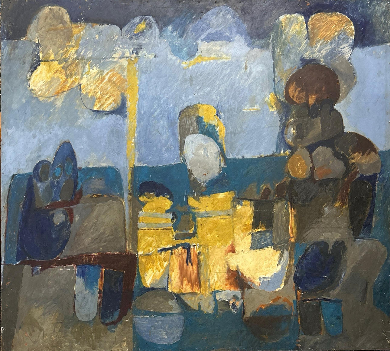 ANTHONY FARRELL. ABSTRACT OIL ON BOARD