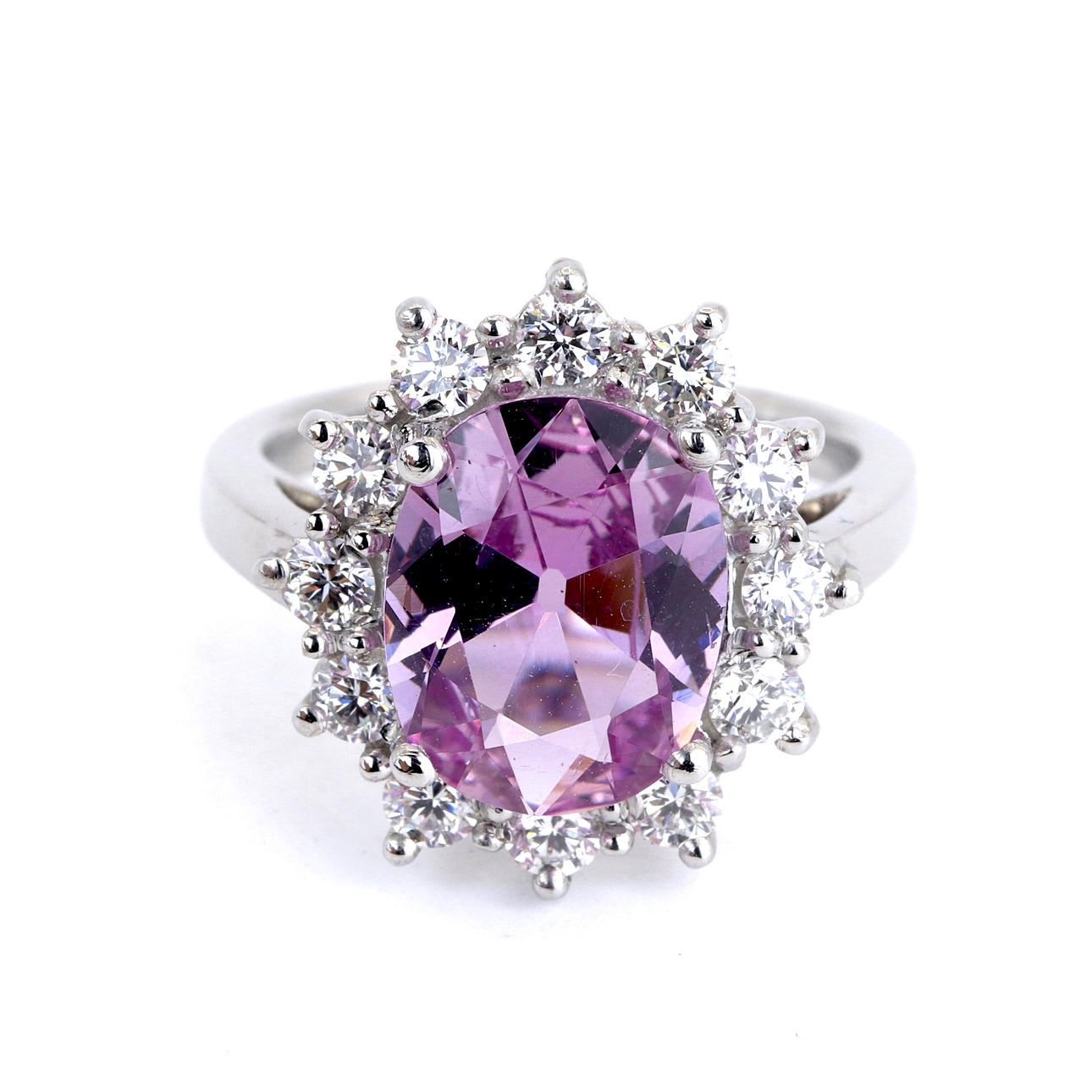 PLATINUM PINK TOPAZ & DIAMOND SET RING