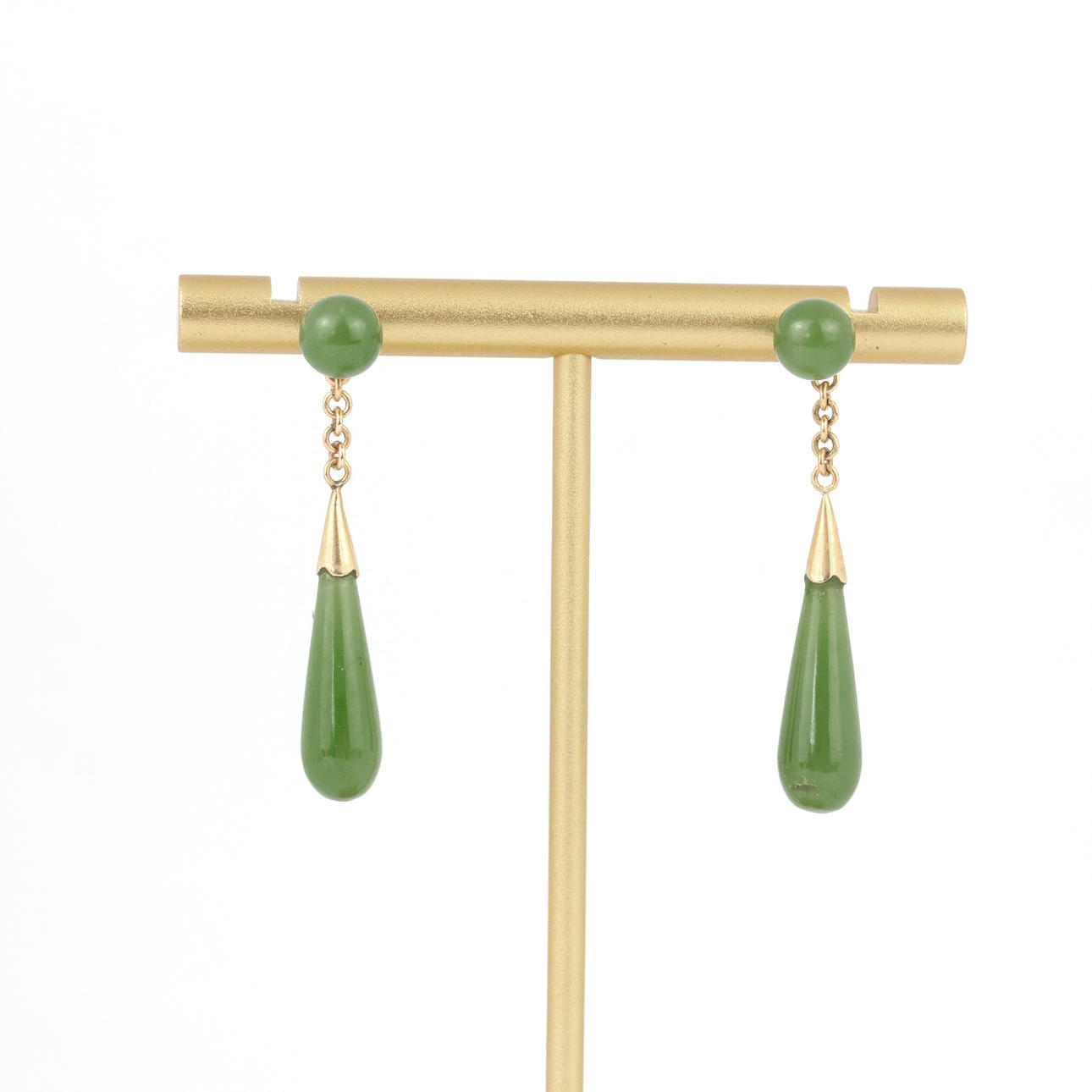 PAIR OF 14CT JADE DROP EARRINGS