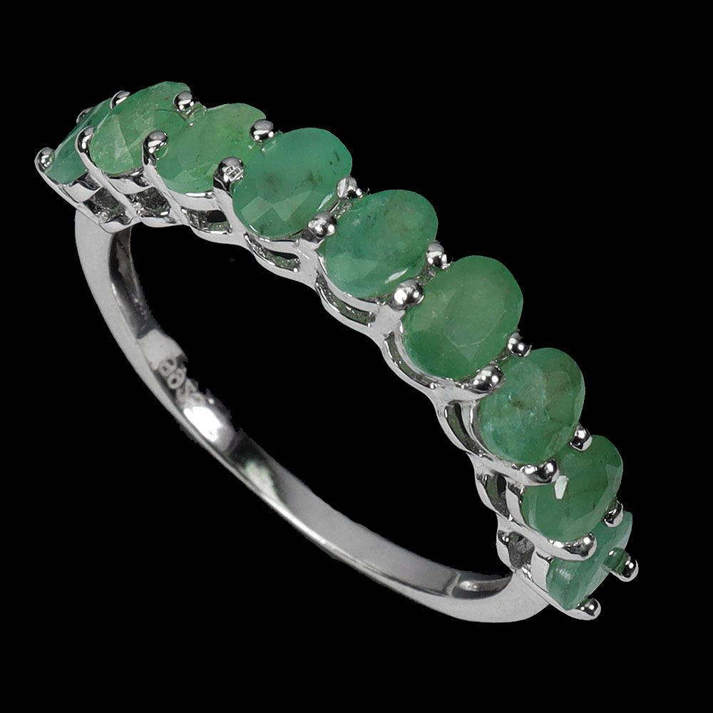 SILVER EMERALD HALF ETERNITY RING