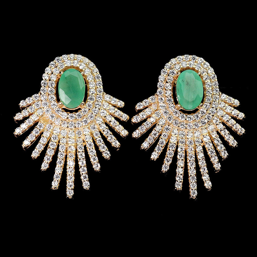 EMERALD SILVER EARRINGS