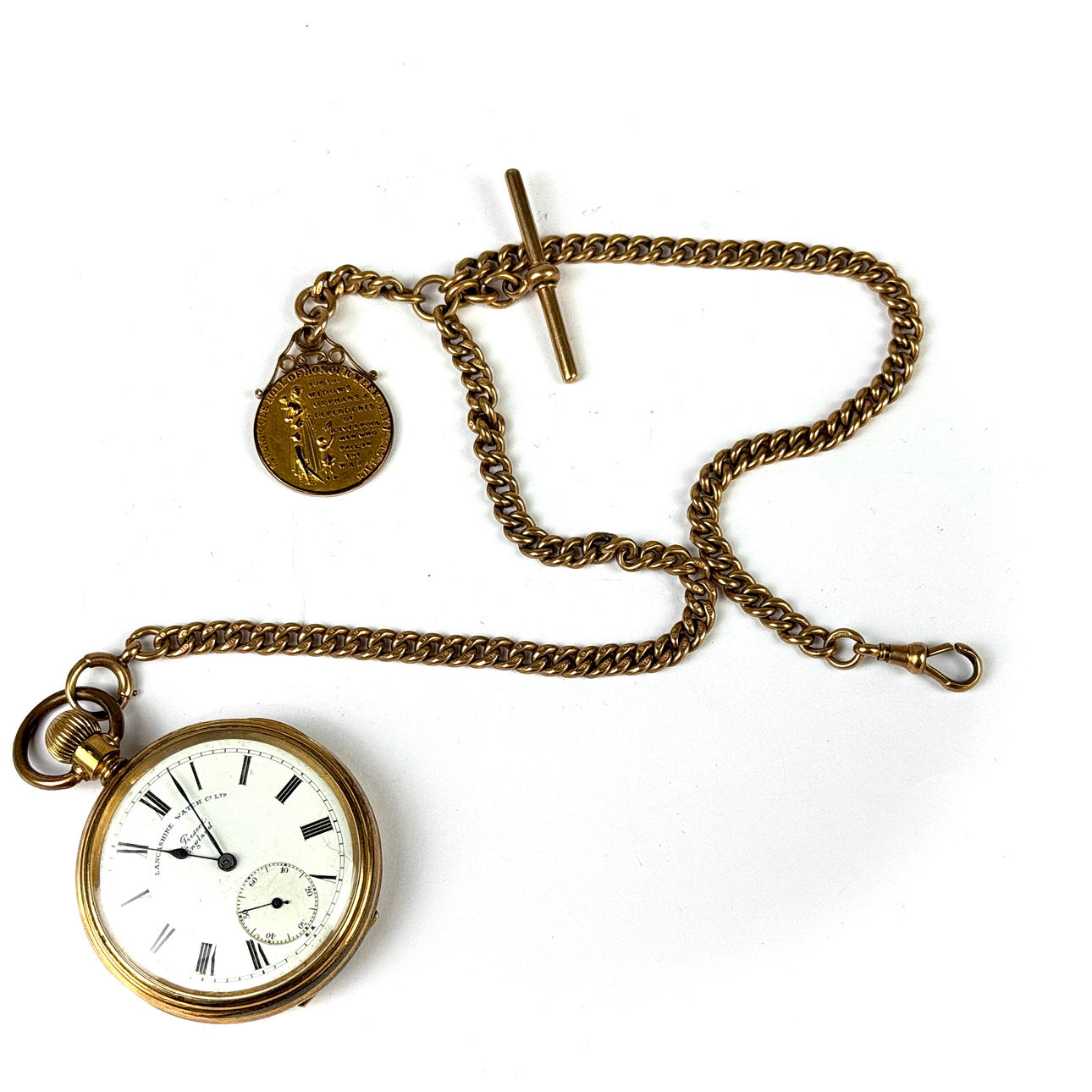 POCKET WATCH & 9CT GOLD CHAIN