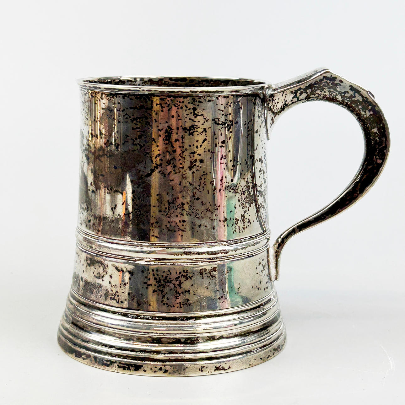 SILVER GLASS BOTTOM TANKARD